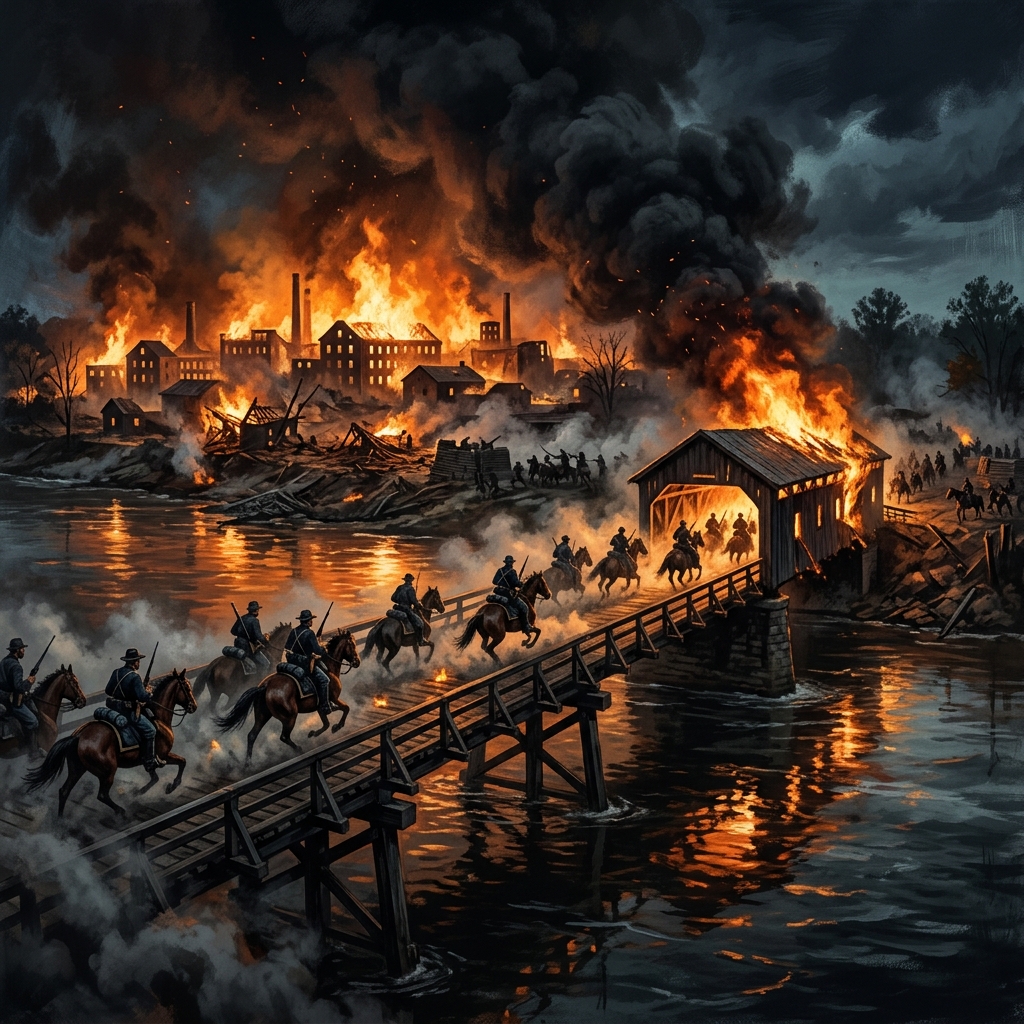 Illustration of the Battle of Columbus in April 1865, the last battle of the Civil War